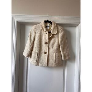 J. Crew Women's Ivory Teddy Coat Size 8 Winter Overcoat